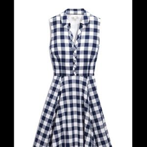 Navy and white gingham dress